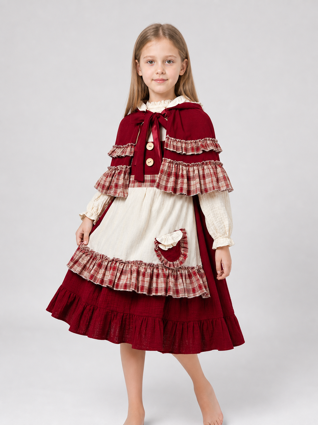 Little Red Riding Hood costume dress with hood
