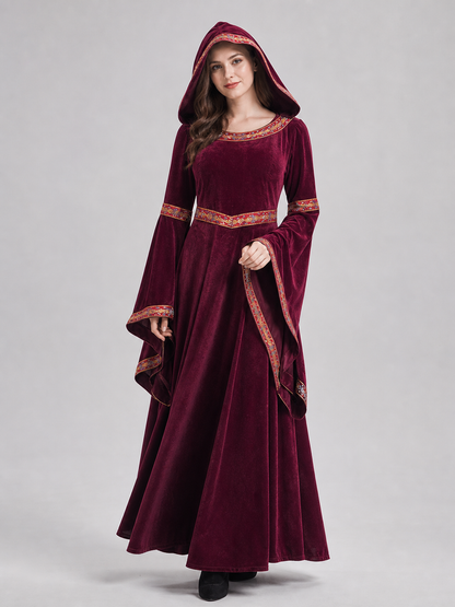 Carnival Burgundy Hooded Cloak