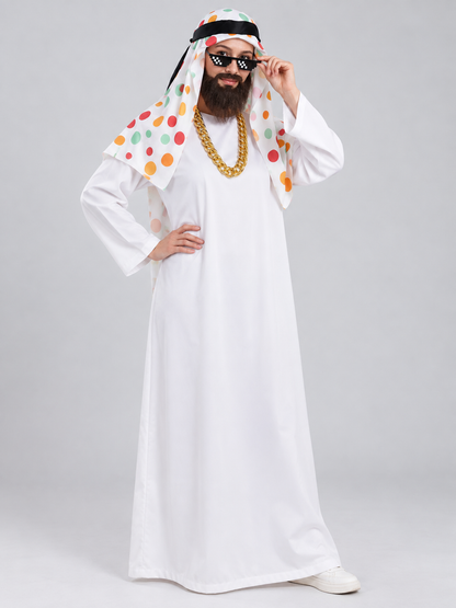 Arab Sheikh Carnival Costume: Robe, Headscarf, Beard