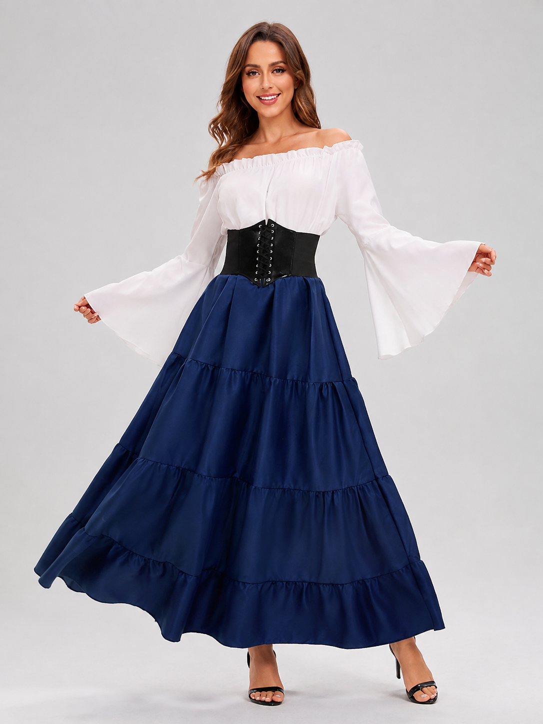 Long Medieval Dress with Corset Lacing Costume Dresses detail