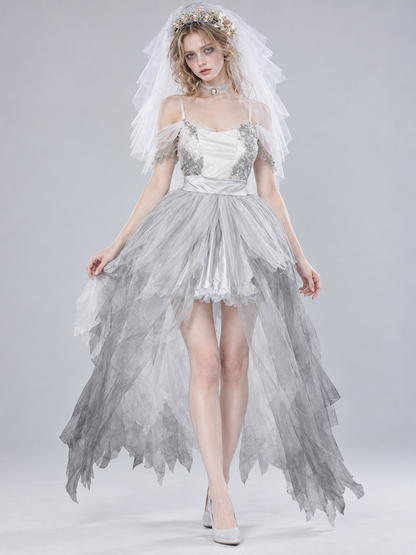 Halloween Bride Costume with Veil and Wreath