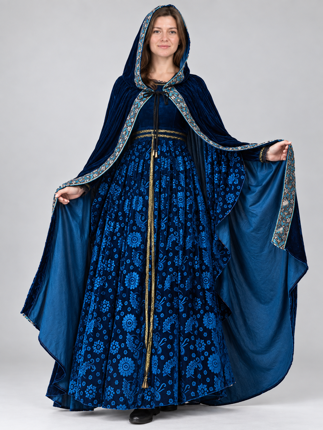 Carnival Costume with Cape and Floral Pattern