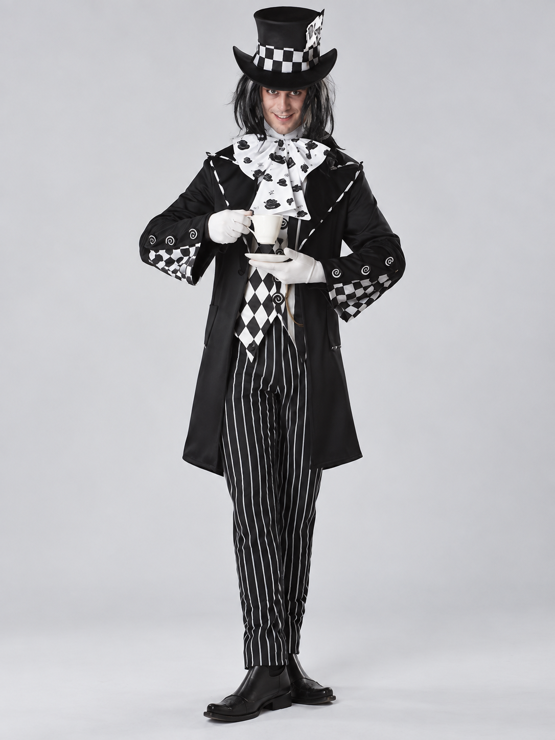 Black and white vampire costume with top hat