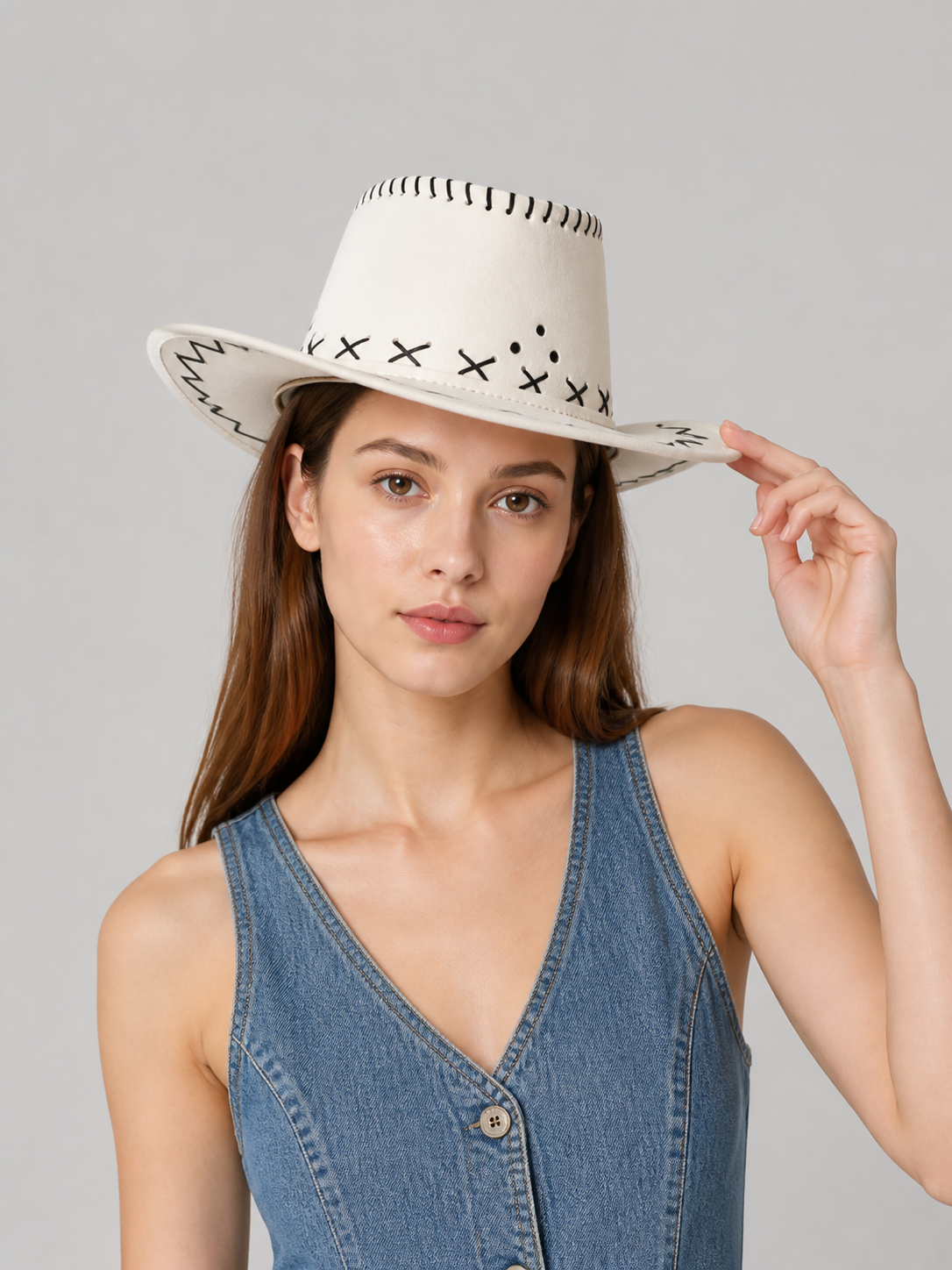 Carnival Cowboy Hat, Wide-Brimmed, Tall-Crowned Costume Headwear detail