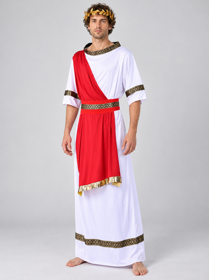 White Ancient-Style Costume with Draping and Wreath Costumes detail