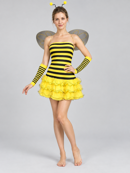 Yellow-and-Black Bee Costume with Wings Costumes detail
