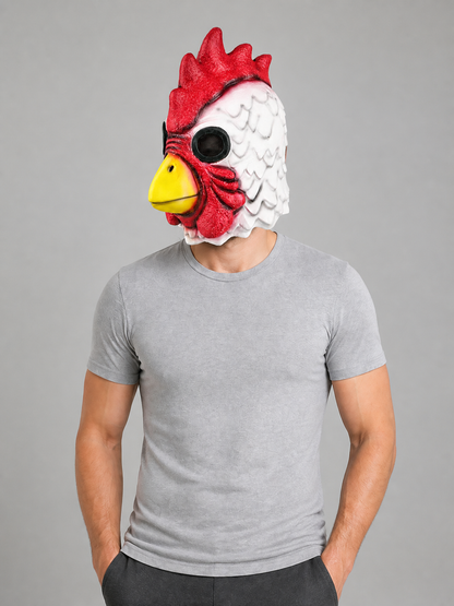 White and Red Rooster Carnival Headpiece for Halloween Costume Headwear detail