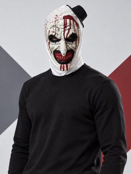 Clown Mask with Hood and Mini Top Hat Costume Masks detail
