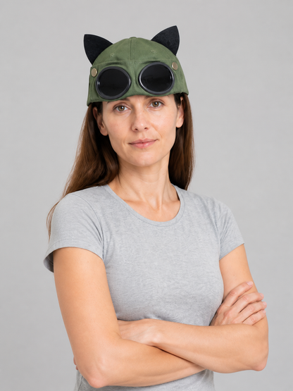 Green Carnival Headwear with Ears and Glasses Costumes detail