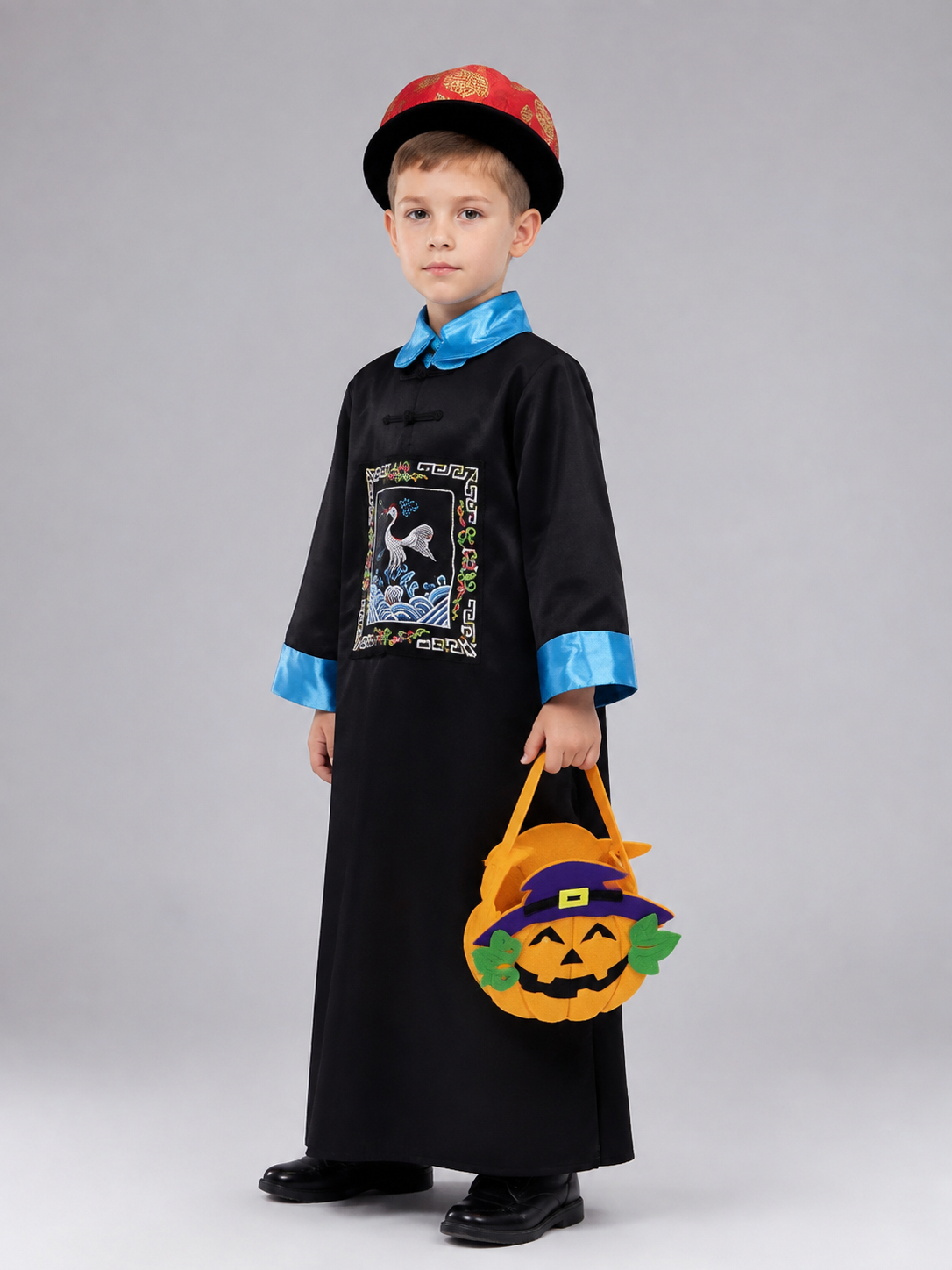 Children's Zombie Costume with Hat and Pumpkin Bag Costume Headwear detail