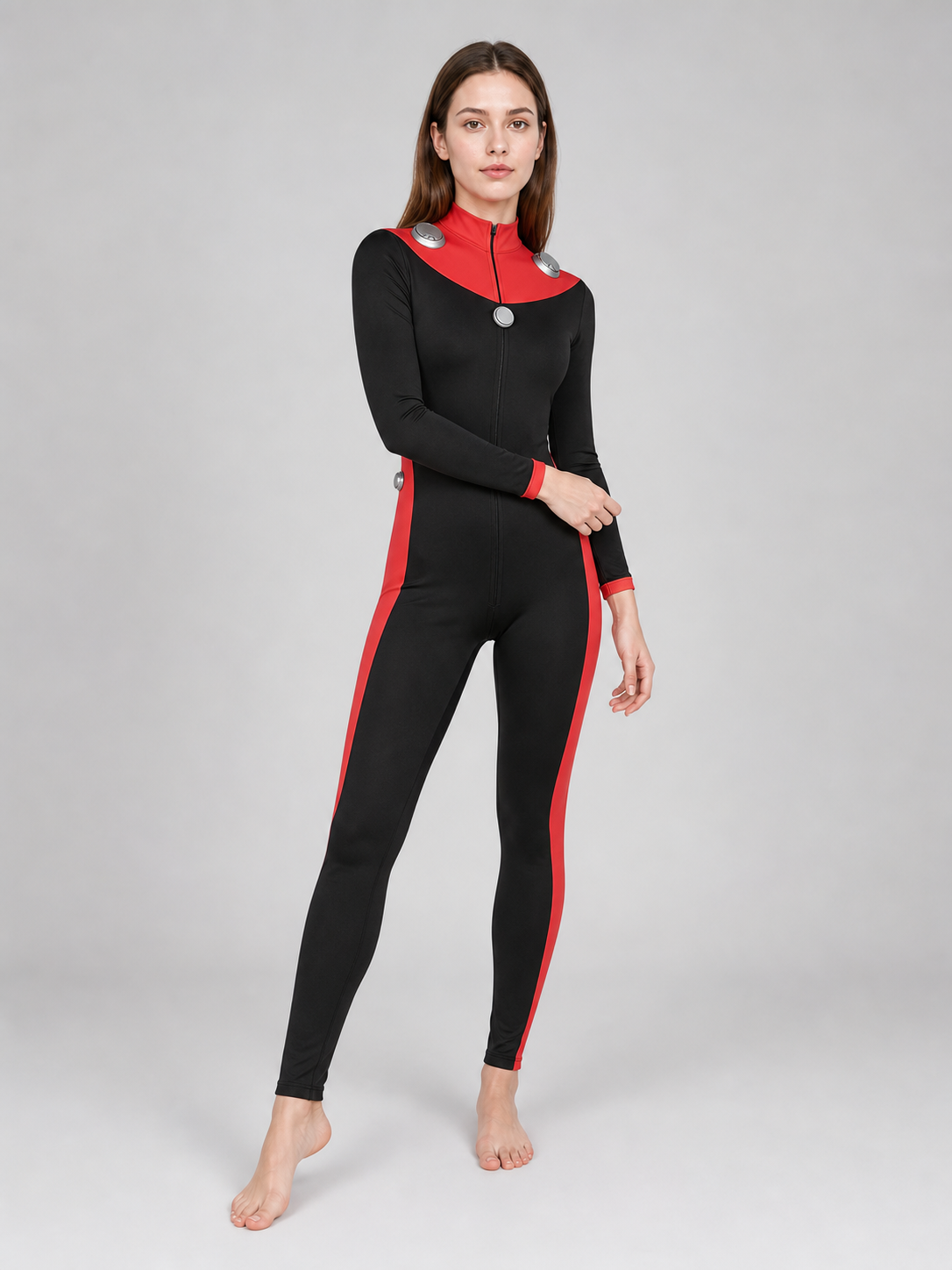 Scott Duval Cosplay Costume, Black and Red Jumpsuit