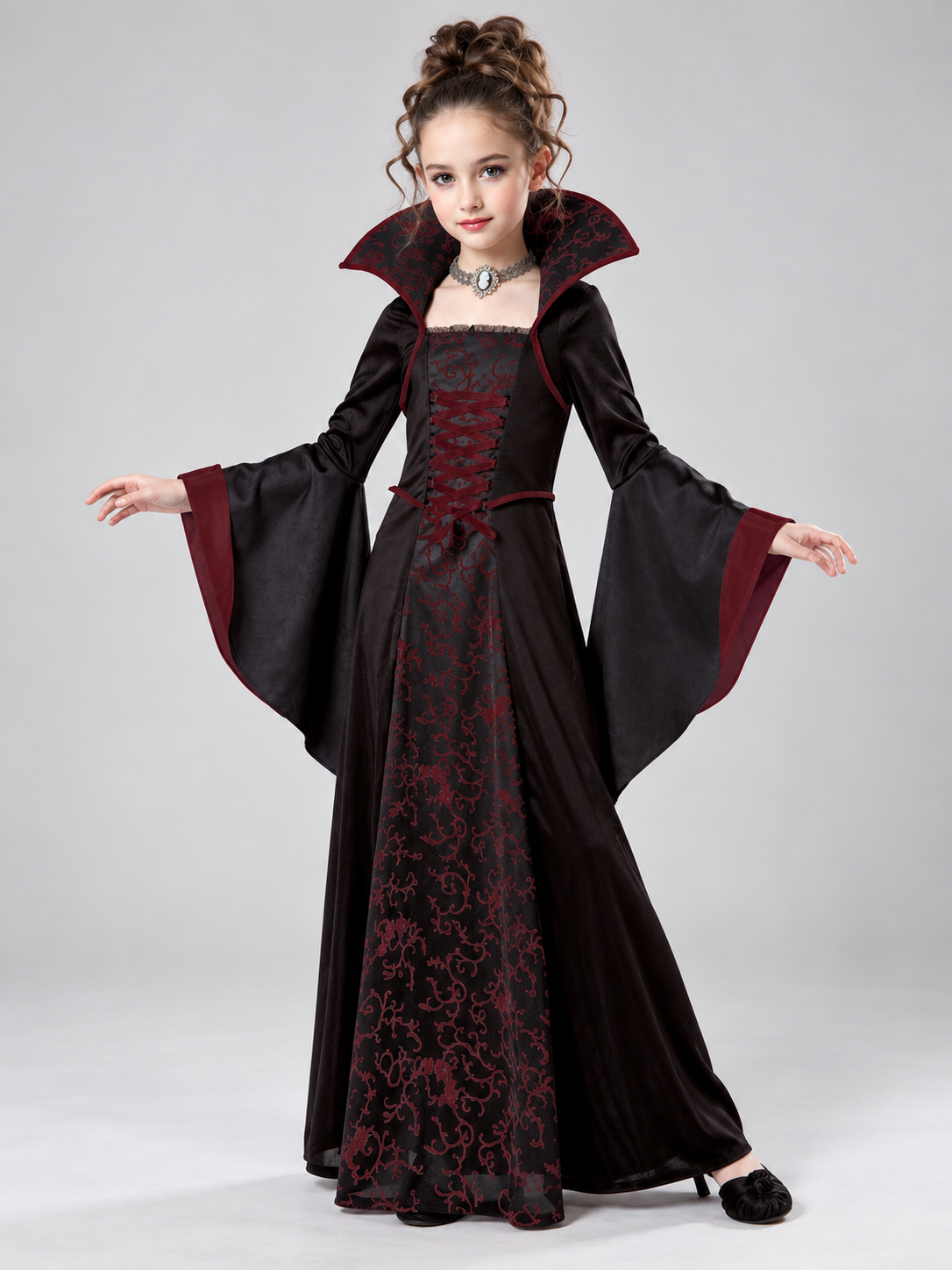 Vampire Costume: Burgundy Dress, Lacing