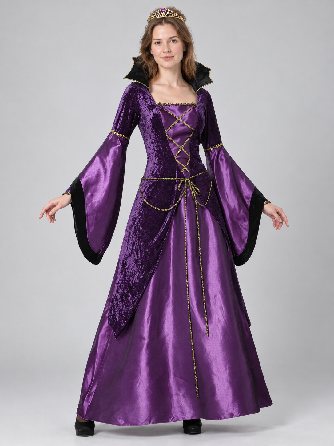 Vampire Carnival Costume with Dress, Crown, and Belt