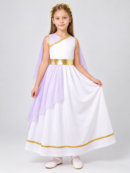 Greek-Style Carnival Dress with Cape and Belt