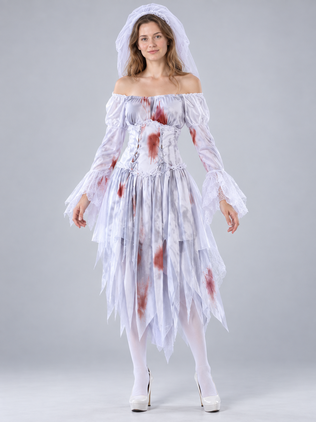 Ghost Bride Costume: White Dress with Veil