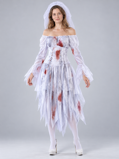 Ghost Bride Costume: White Dress with Veil