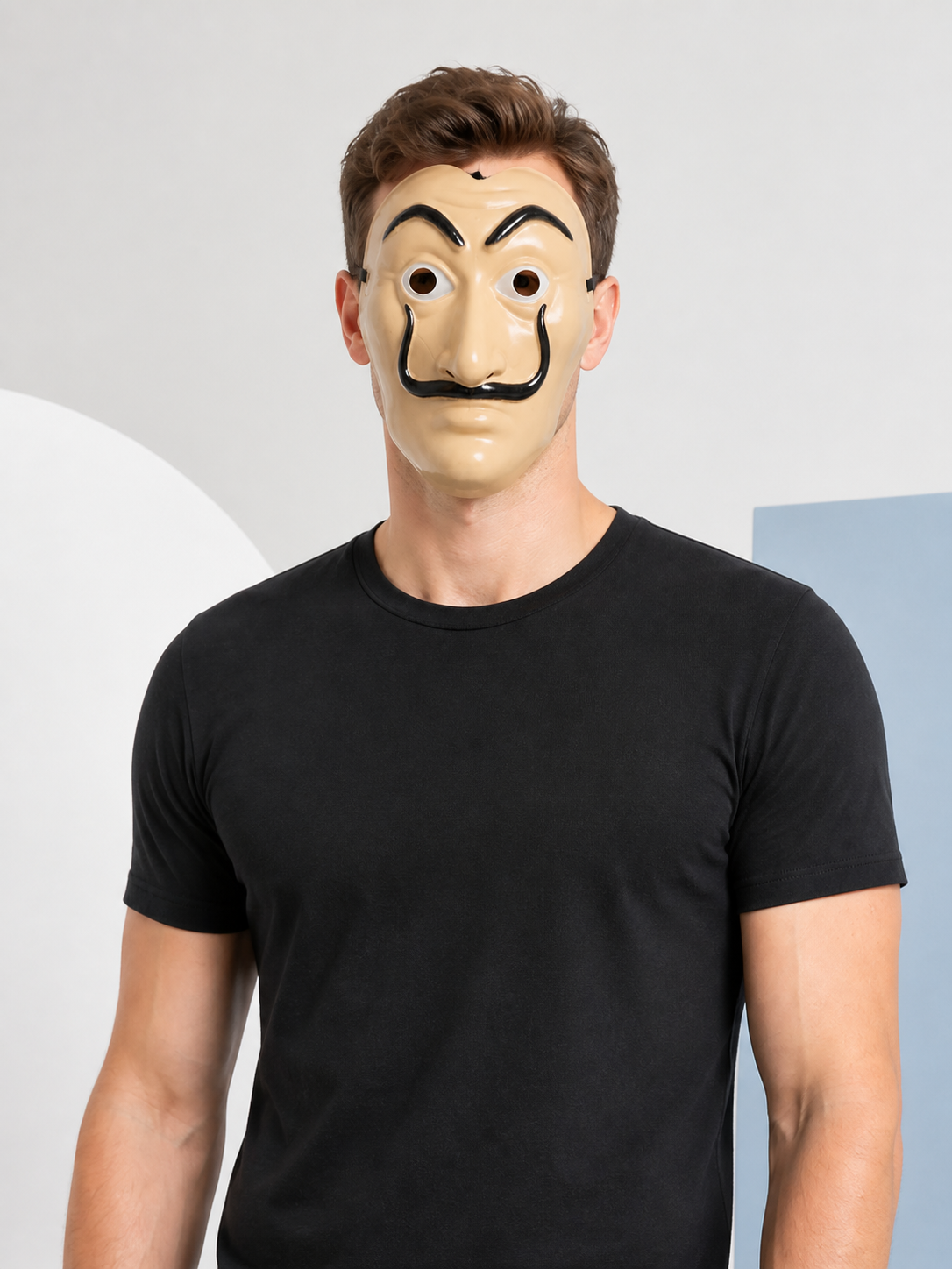 Cosplay Mask with Black Mustache and Eyebrows Costume Masks detail