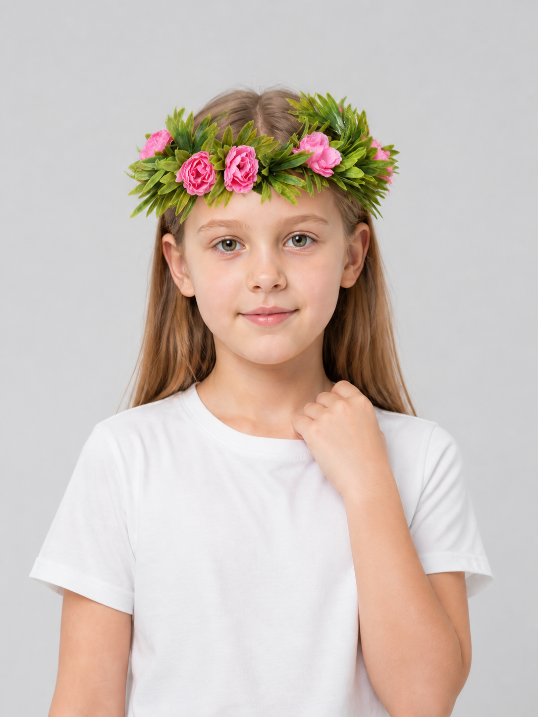 Floral Carnival Headband with Pink Flowers for Celebrations Costume Headwear detail