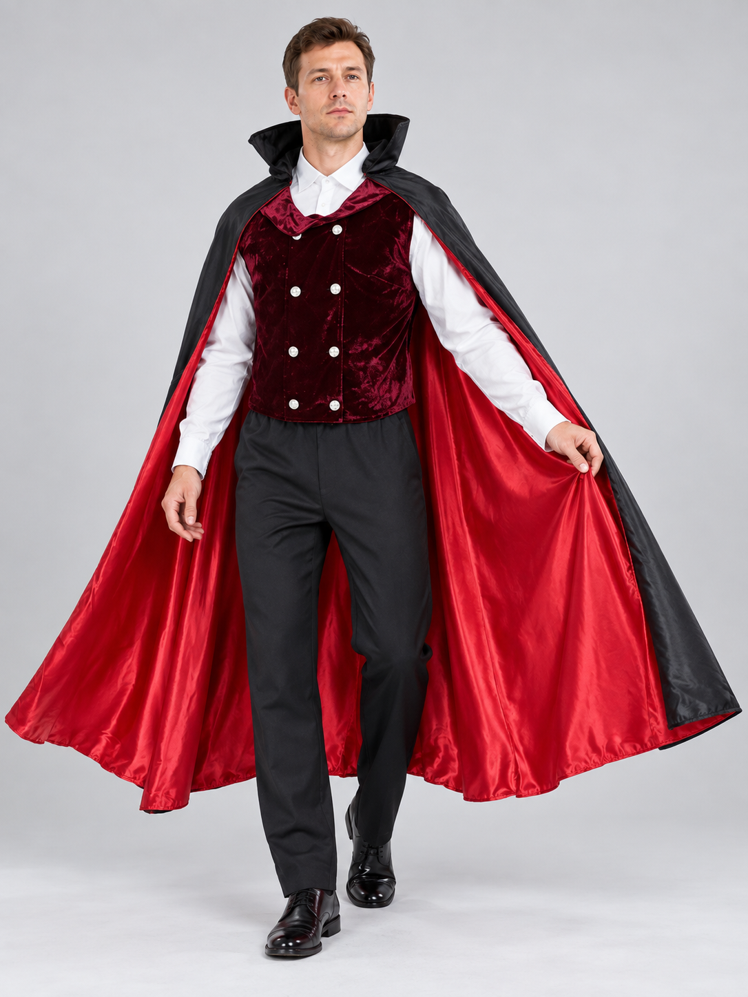 Vampire Costume: Cape, Vest, Shirt, Pants