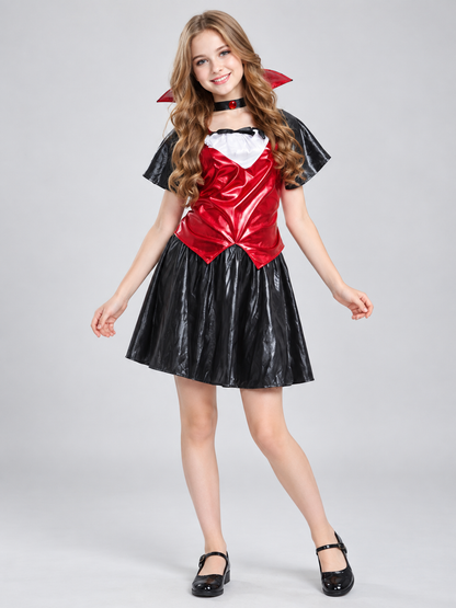 Vampire Costume with Cape, Fangs, and Gloves