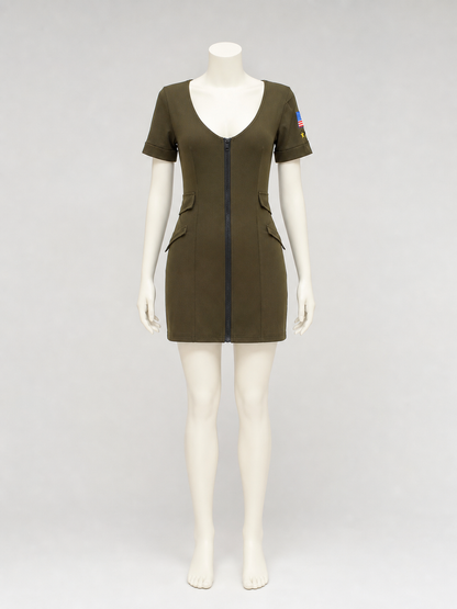 Olive Pilot Costume Dress with Zipper