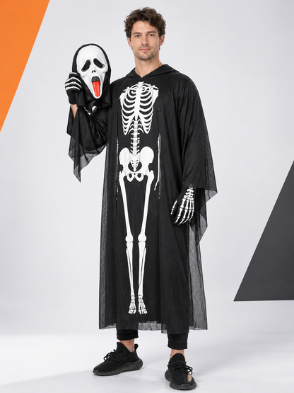 Skeleton Halloween Costume with Mask and Gloves