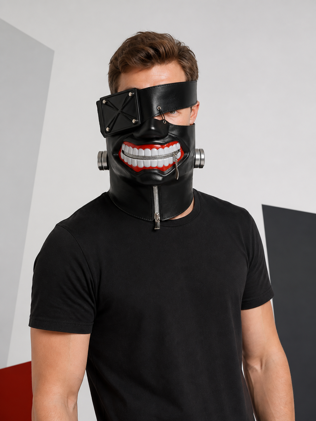 Anime Carnival Mask with Zipper and Smile for Halloween Costume Masks detail