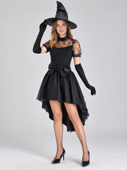 Black Carnival Costume: Dress, Hat, Gloves