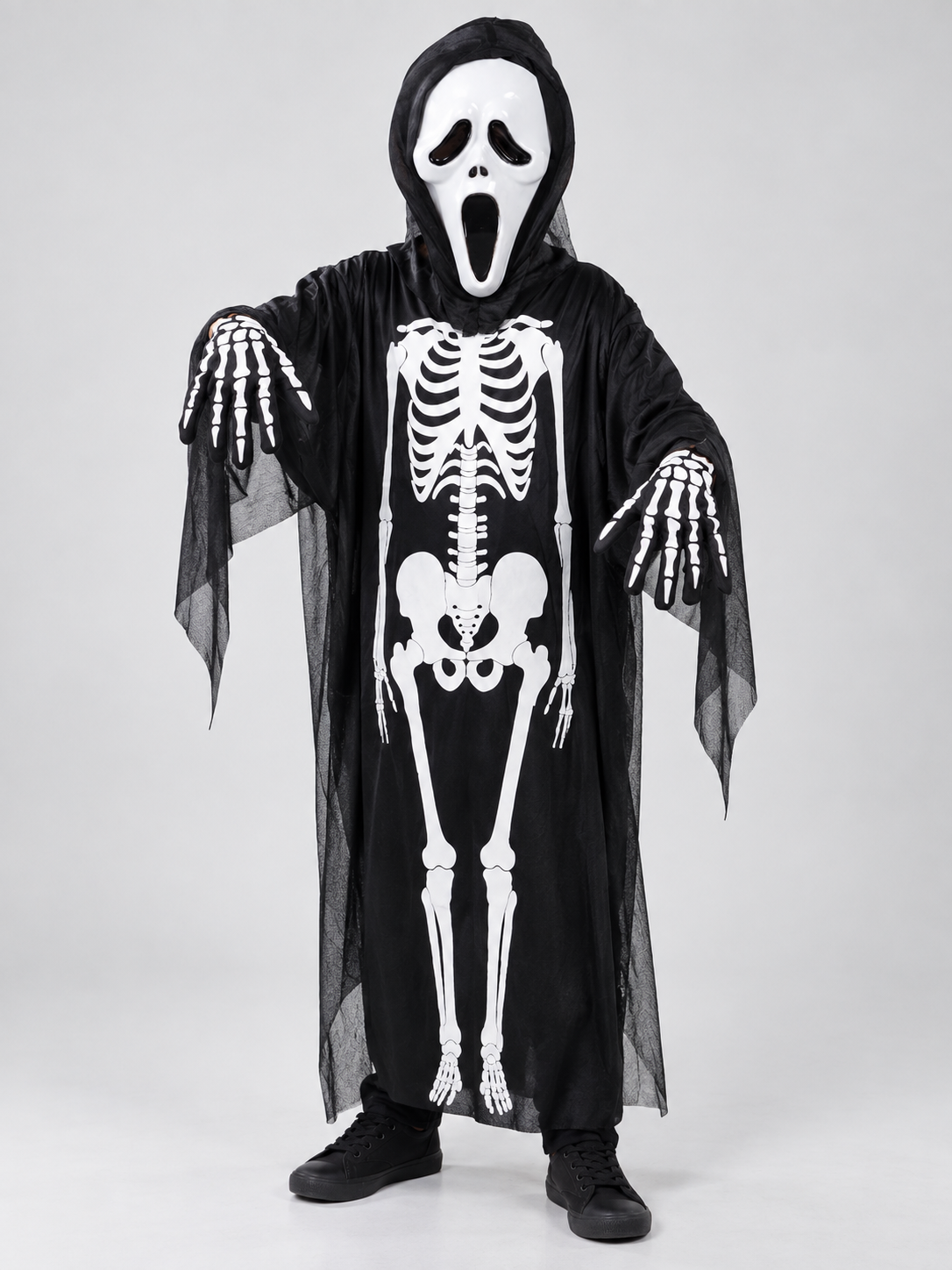 Skeleton Costume with Mask and Gloves Costume Masks detail