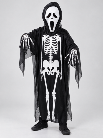 Skeleton Costume with Mask and Gloves Costume Masks detail