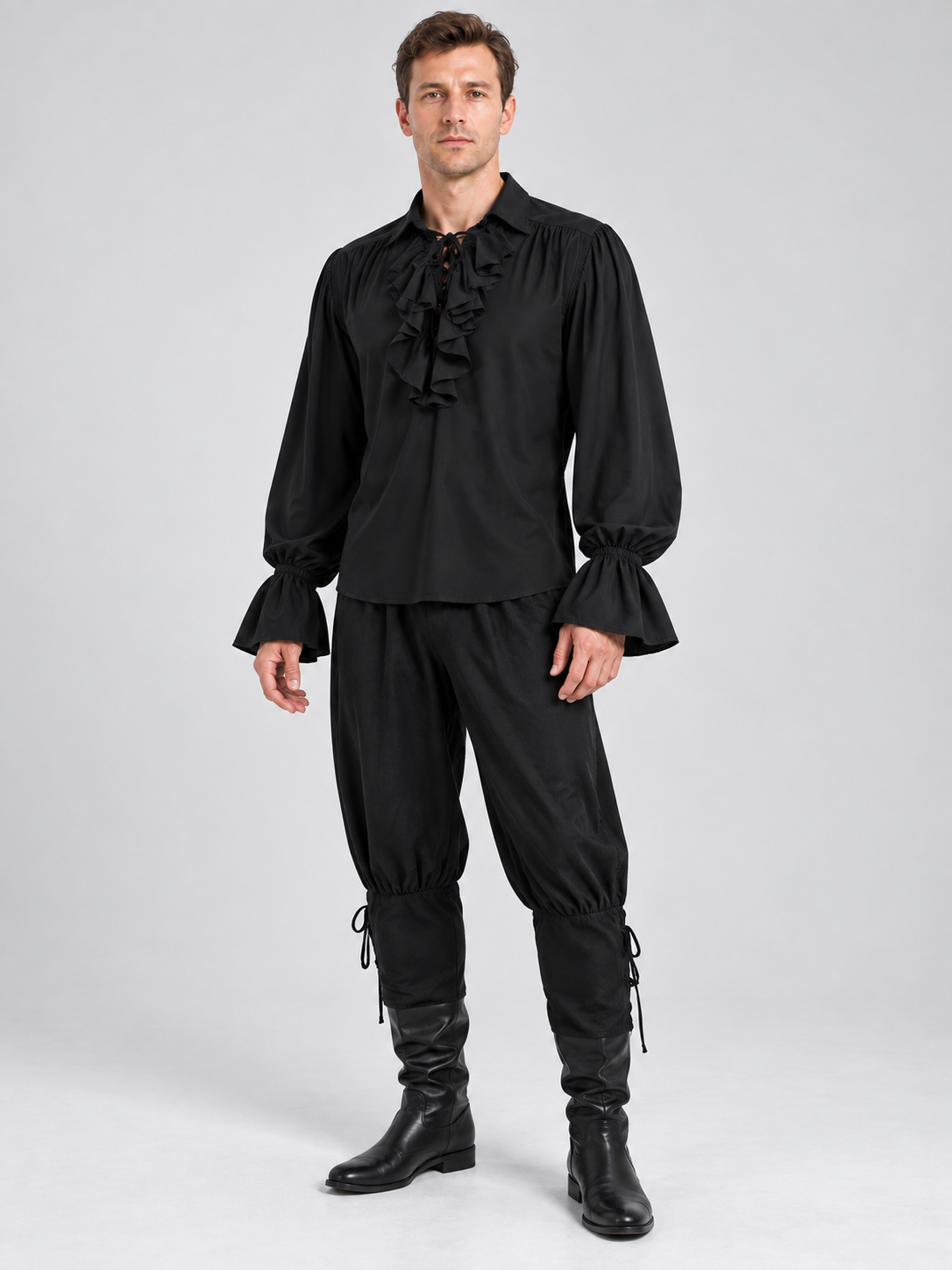 Medieval-Style Costume: Shirt and Pants, Black