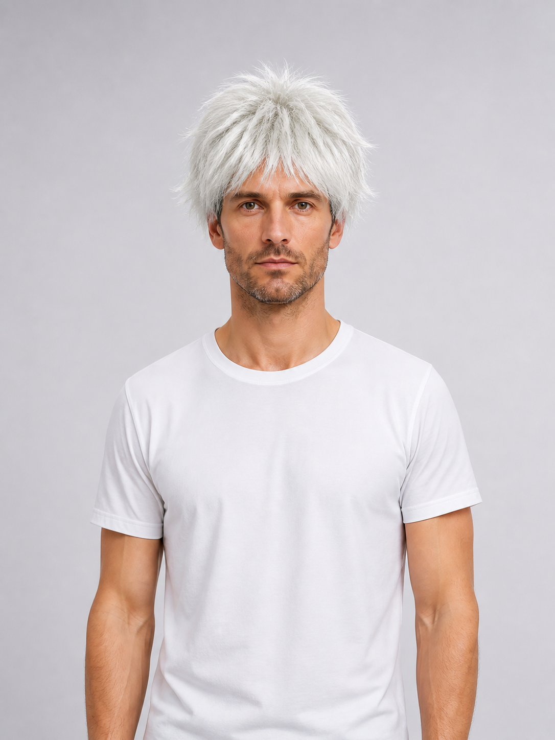 Long White Carnival Wig in Scientist Style Costume Wigs detail