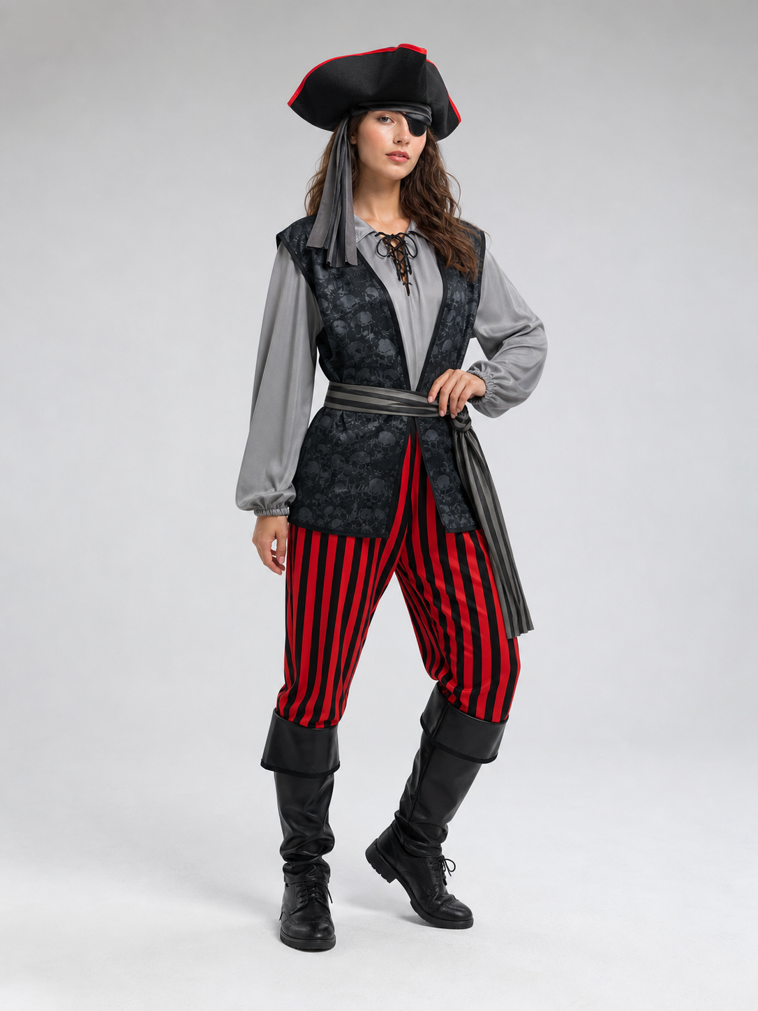 Pirate Costume with Vest, Hat, and Eye Patch