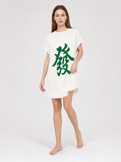 Costume Tunic with Chinese Character, White and Green