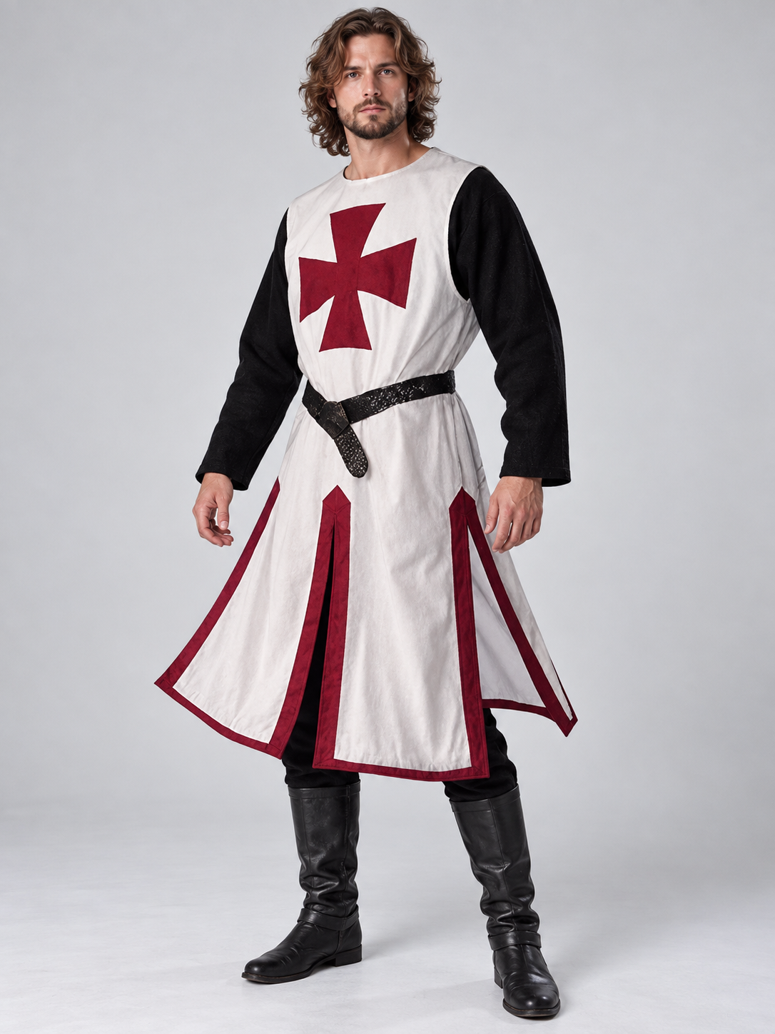 Medieval Tunic Wine with Cross and Trim
