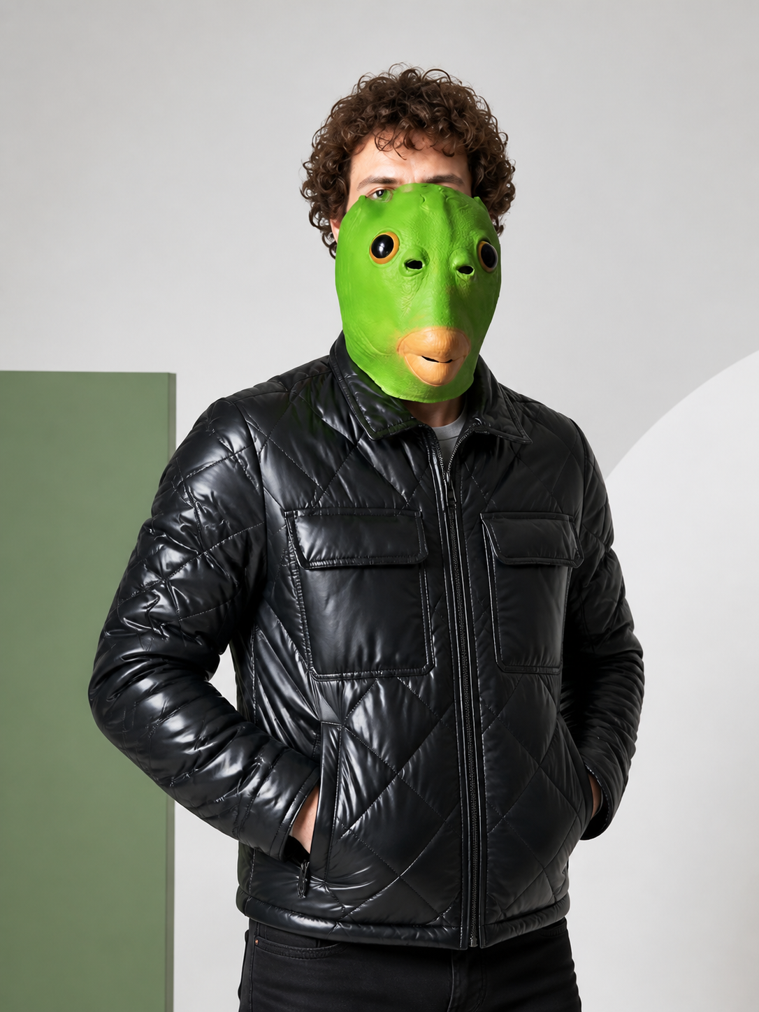 Green Fish Head Halloween Mask Costume Masks detail
