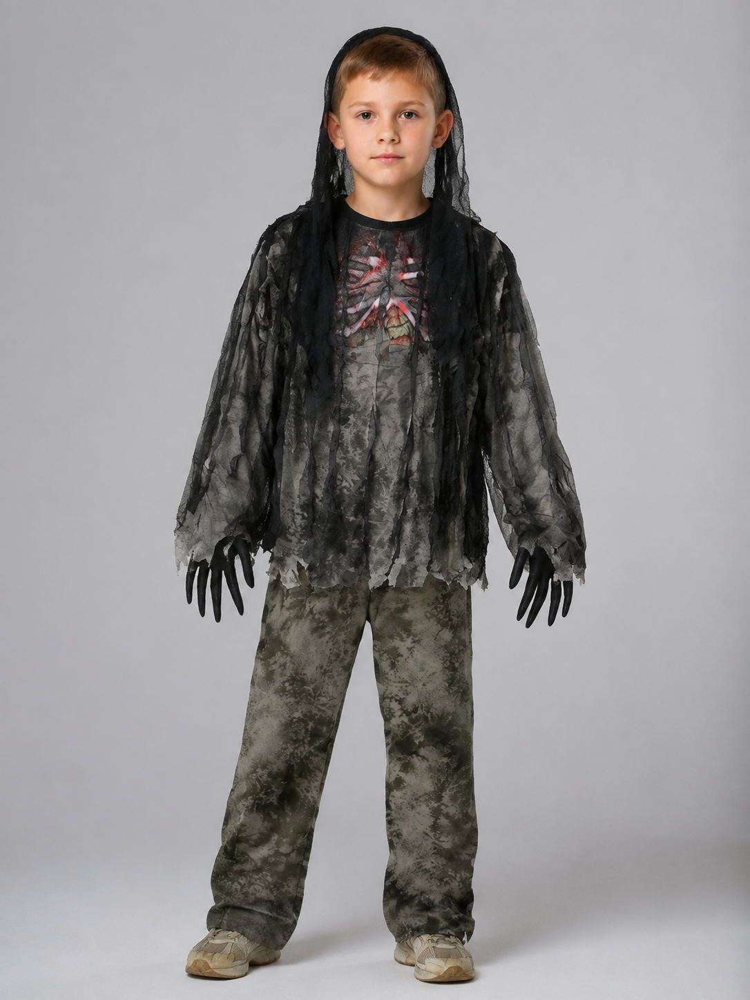 Zombie Skeleton Costume with Mask or Hood Costume Masks detail