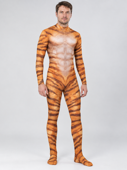 Tiger Print Cosplay Bodysuit, Form-Fitting