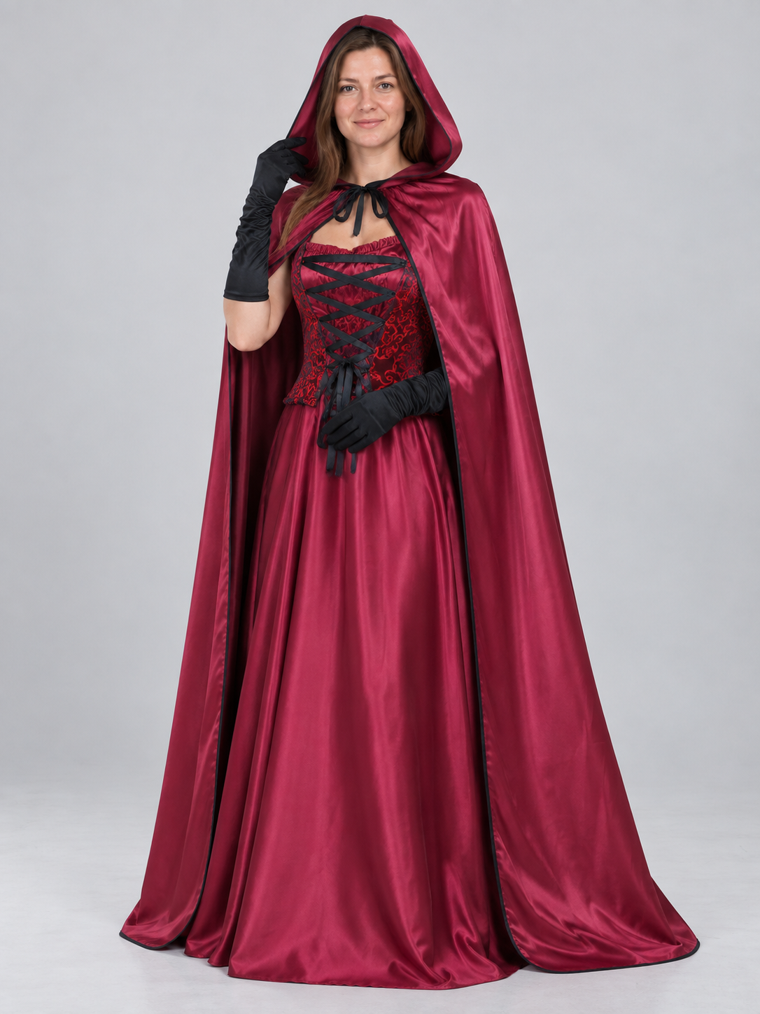 Carnival Costume with Long Cape and Corset Top