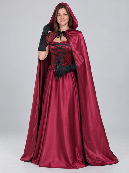 Carnival Costume with Long Cape and Corset Top