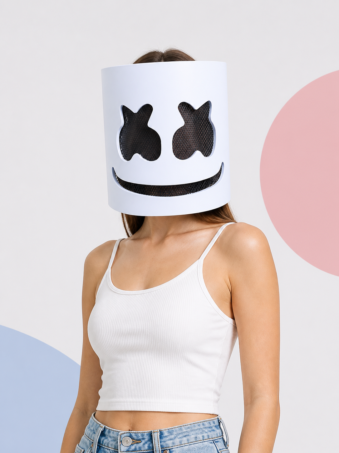 White Carnival Mask with a Black Face for Halloween