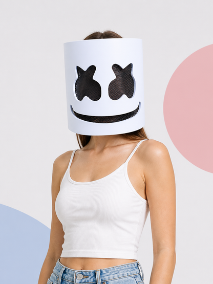 White Carnival Mask with a Black Face for Halloween