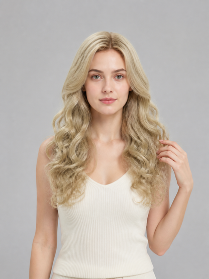 Light Golden Wavy Carnival Wig for Halloween Costume Wigs detail