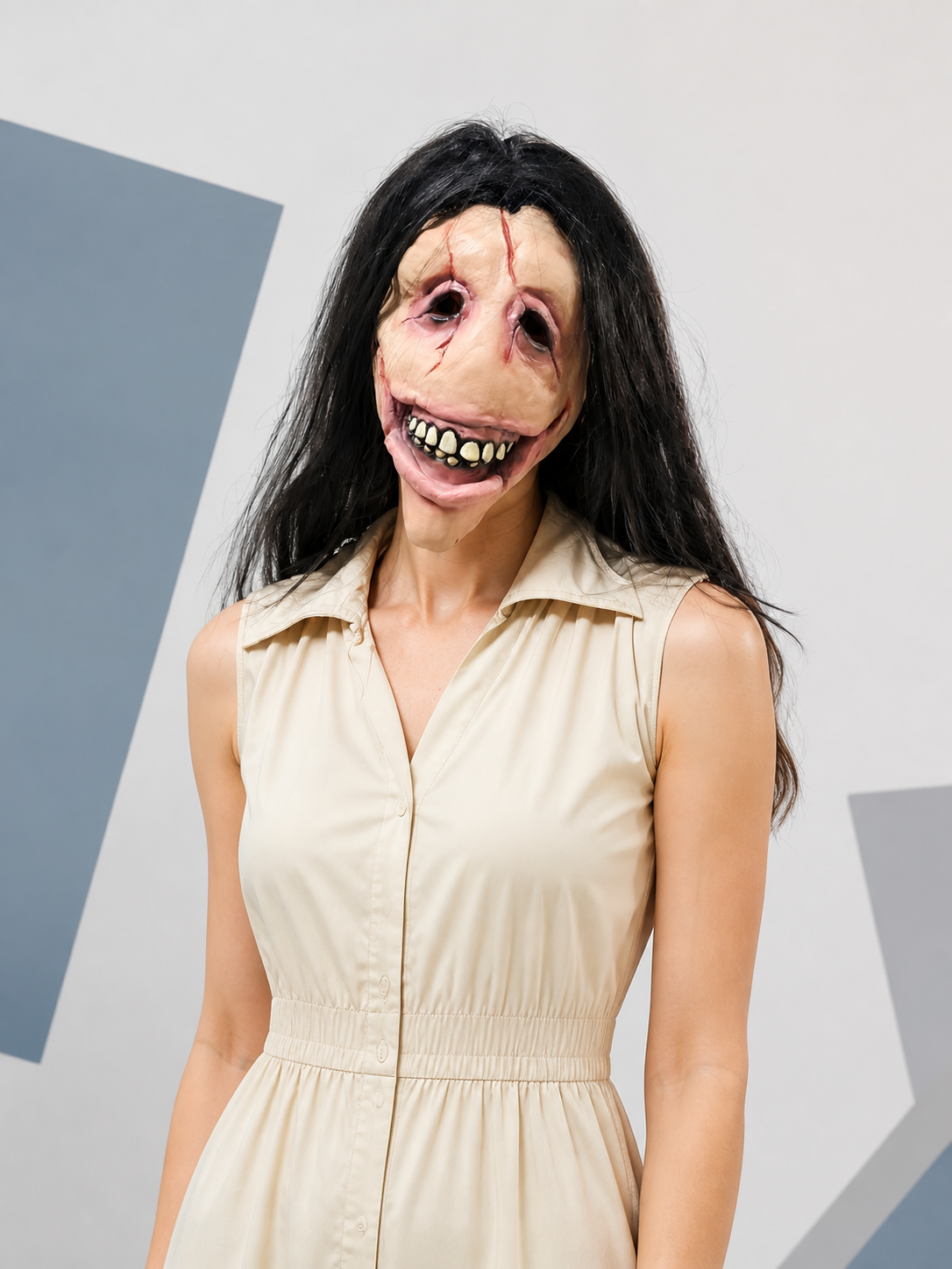 Carnival Mask with Mouth Opening for Halloween and Cosplay on-model front view