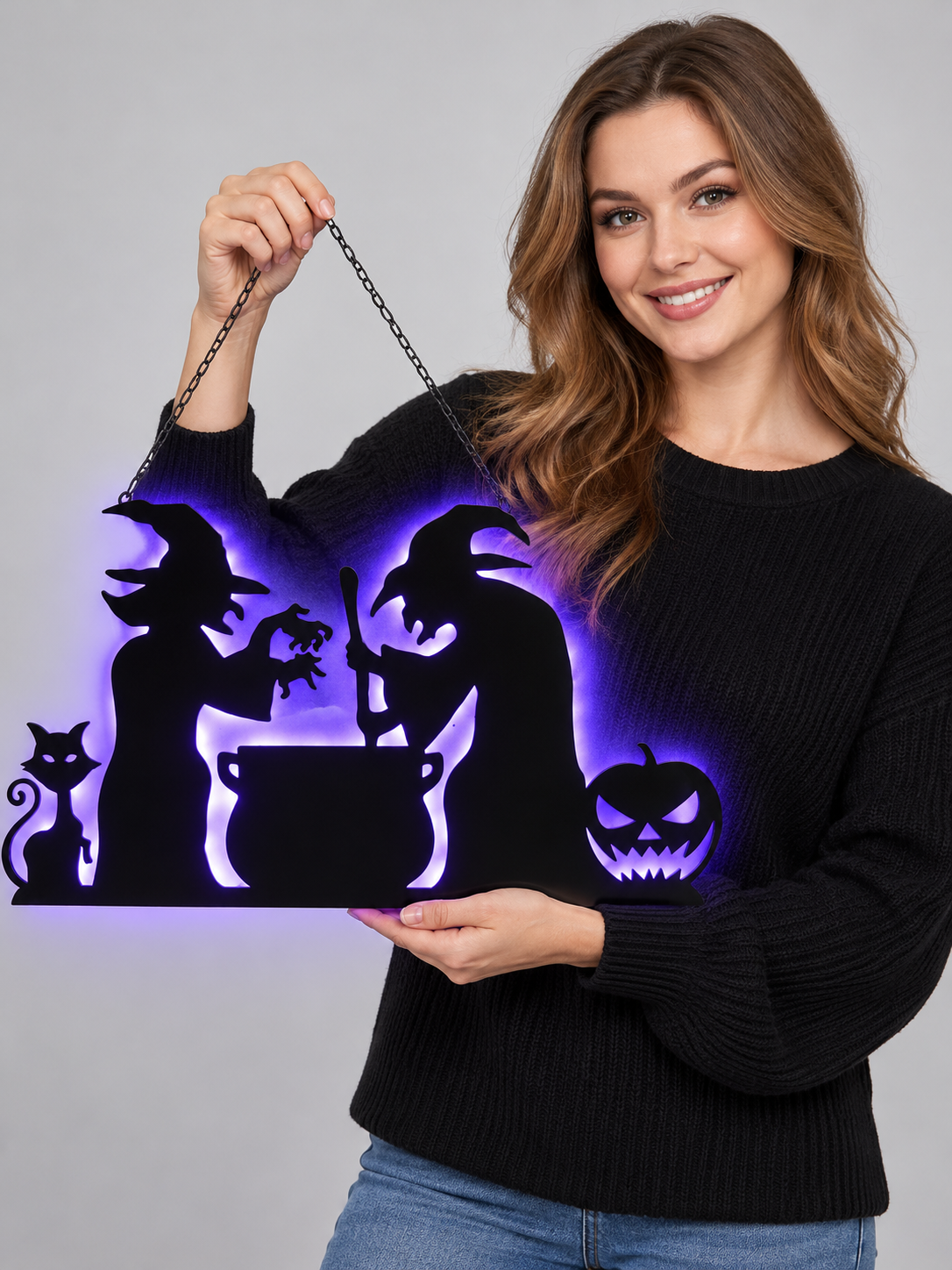Backlit Hanging Decoration, Black and Purple