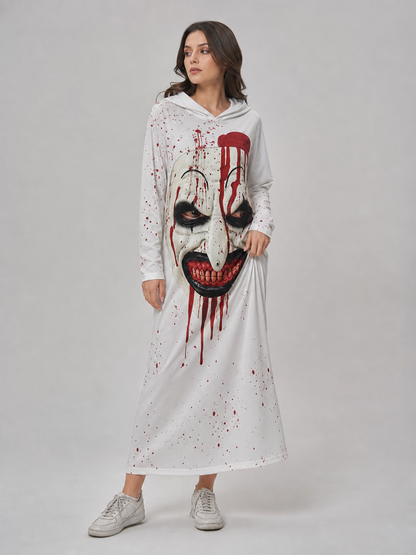 Hooded Clown Mask, Bloody Halloween Makeup