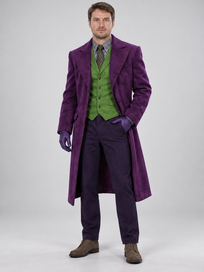 Joker Cosplay Costume: Coat, Vest, Shirt, Pants