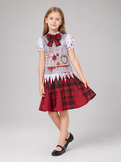 Zombie costume: top, skirt, and bow tie