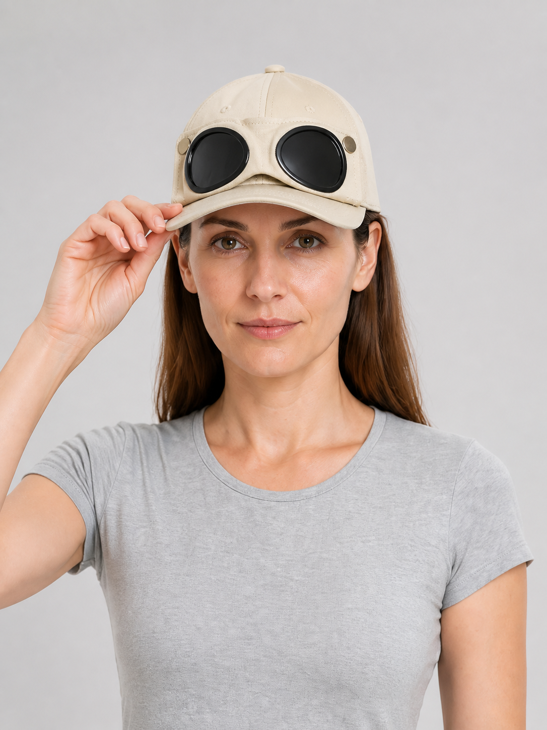 Carnival Beige Cap with Glasses
