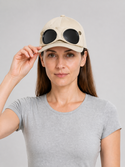 Carnival Beige Cap with Glasses
